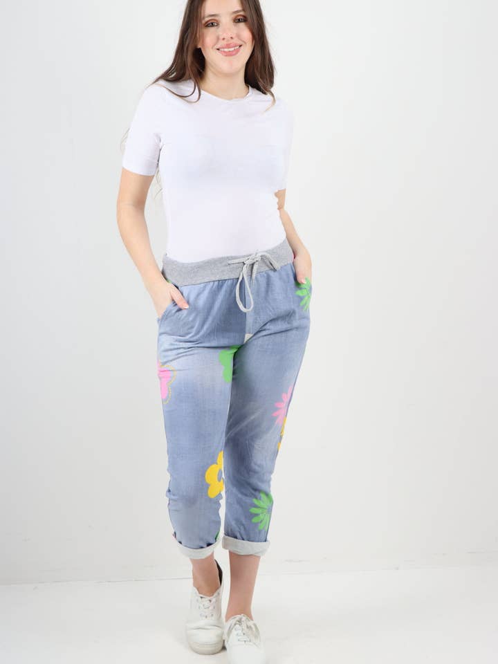 Miss Bold - Wholesale Pants - Women's - Italian Ditsy Floral Printed Cotton Trousers8