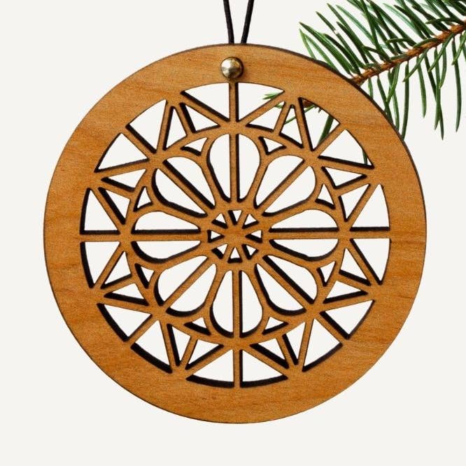 Rose Window | Wood Ornament for wholesale by Lucca