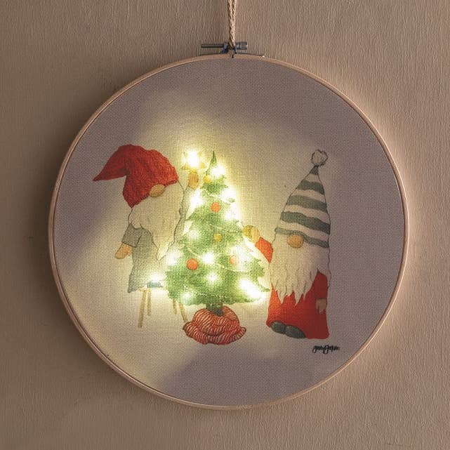 Led Wall Hanging Round - Gnomes S/2 for wholesale by Manual Woodworkers and Weavers, Inc.
