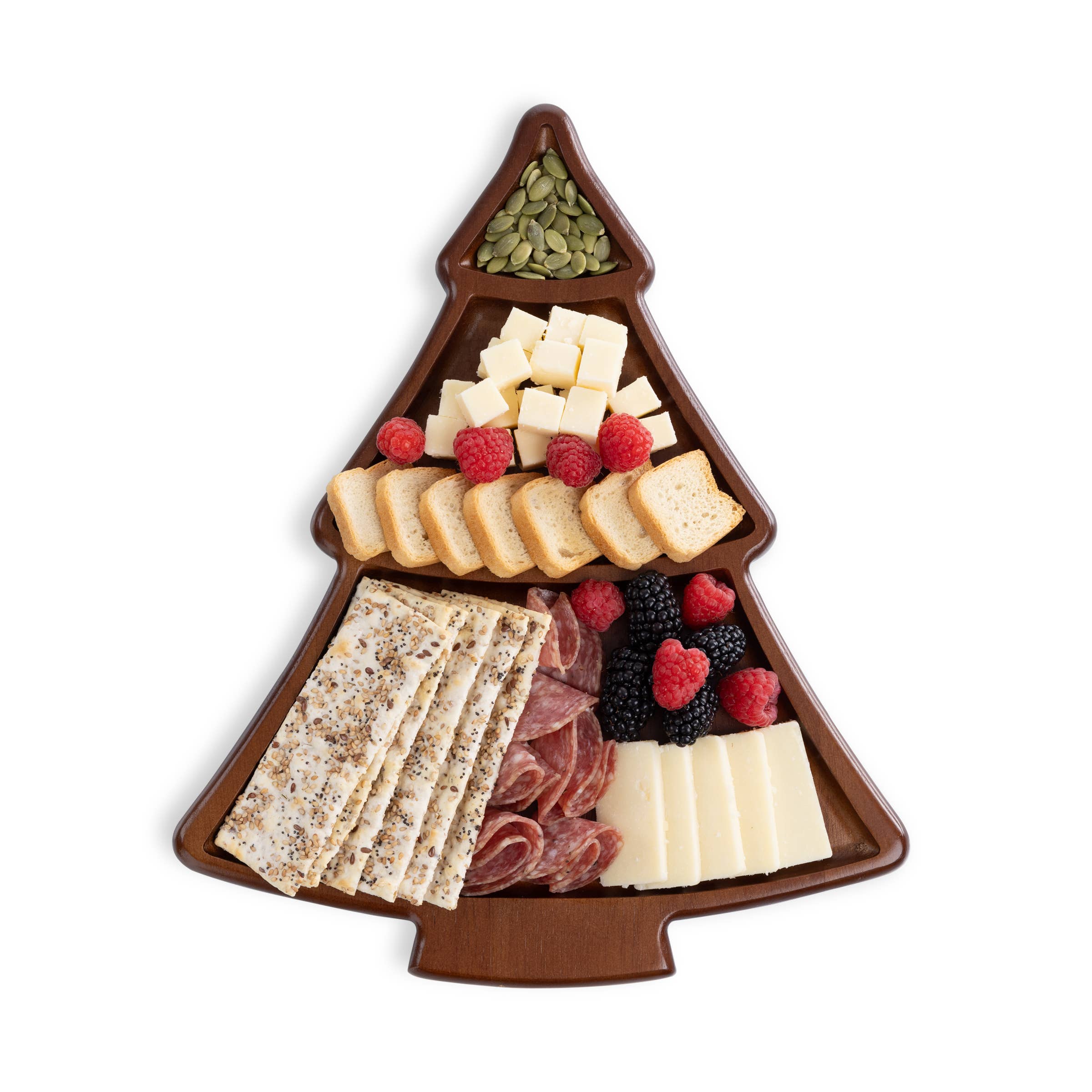 Stained Parawood Christmas Tree Reversible Serving Tray - Charcuterie Board for wholesale on Faire2