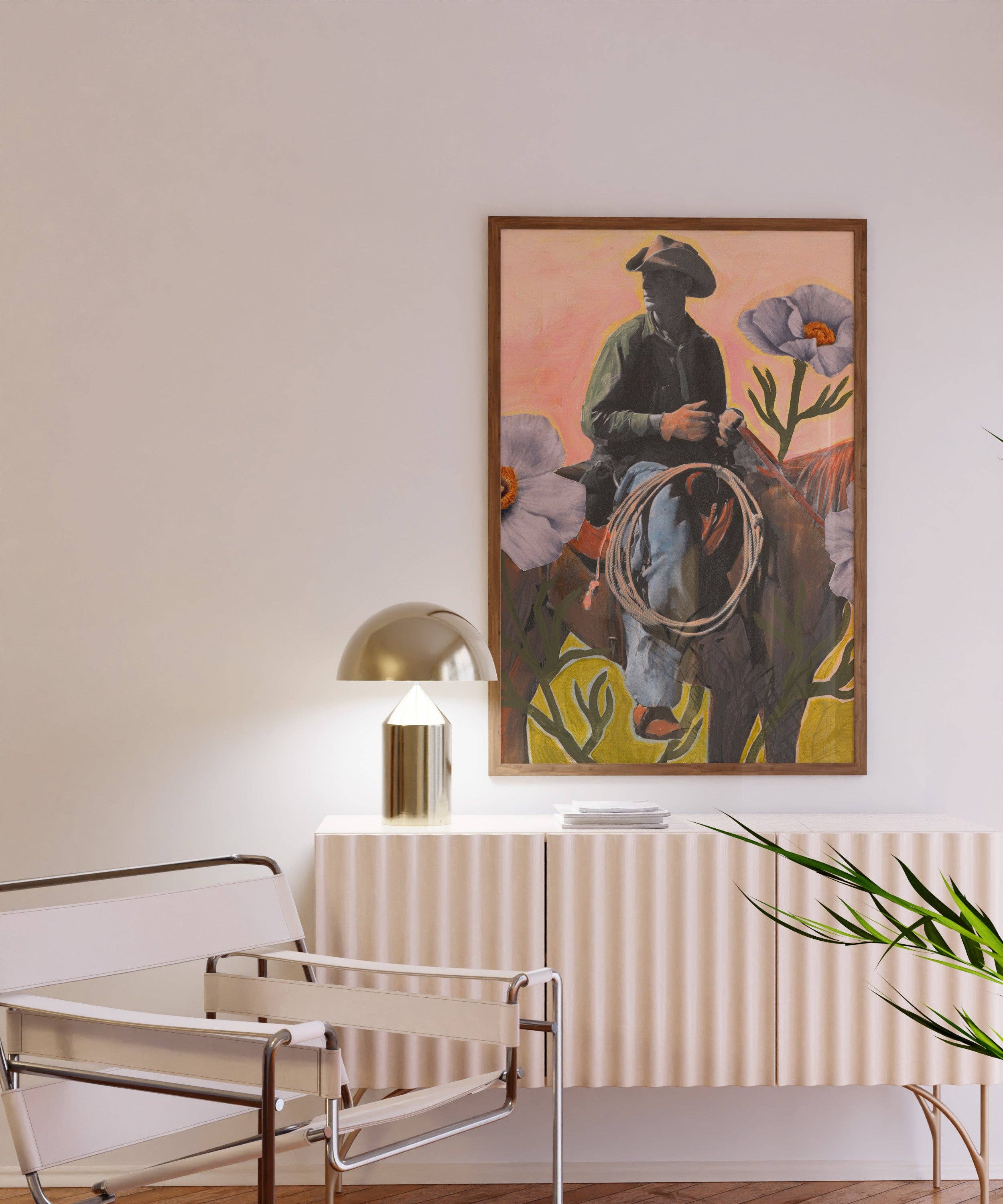 El Baker Art - Wholesale Art Print - Retro Rodeo Cowboy Poppy Collage Print7