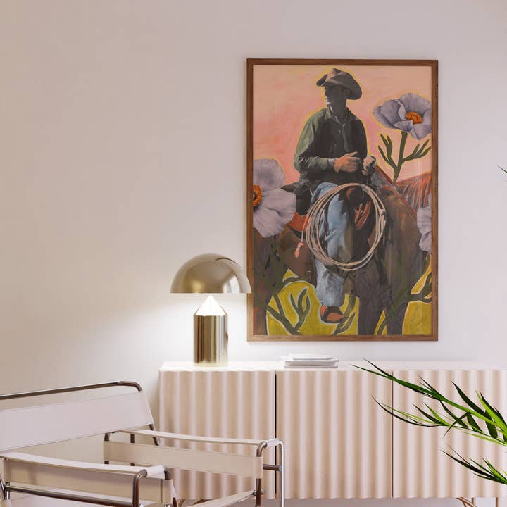 El Baker Art - Wholesale Art Print - Retro Rodeo Cowboy Poppy Collage Print7