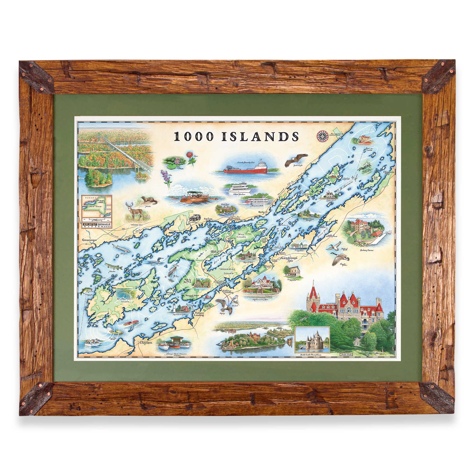 XPLORER MAPS - Wholesale Map - 1000 Islands Hand-Drawn Map – Unique & Detailed Artwork2