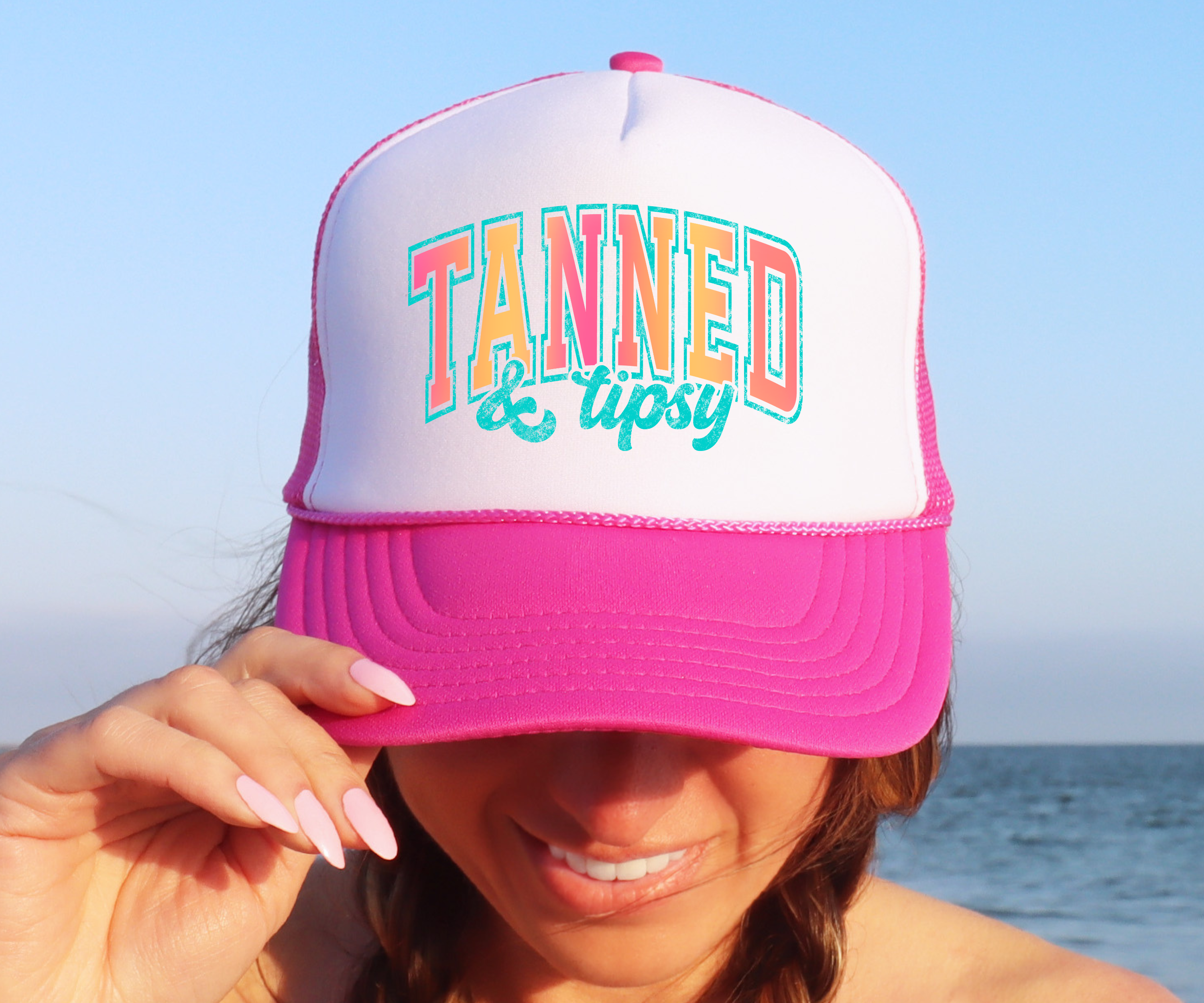 Brimrose Hat Co - Wholesale Trucker Hat - Women's - Tanned and Tipsy Summer Hat - Beach Trucker Hats3