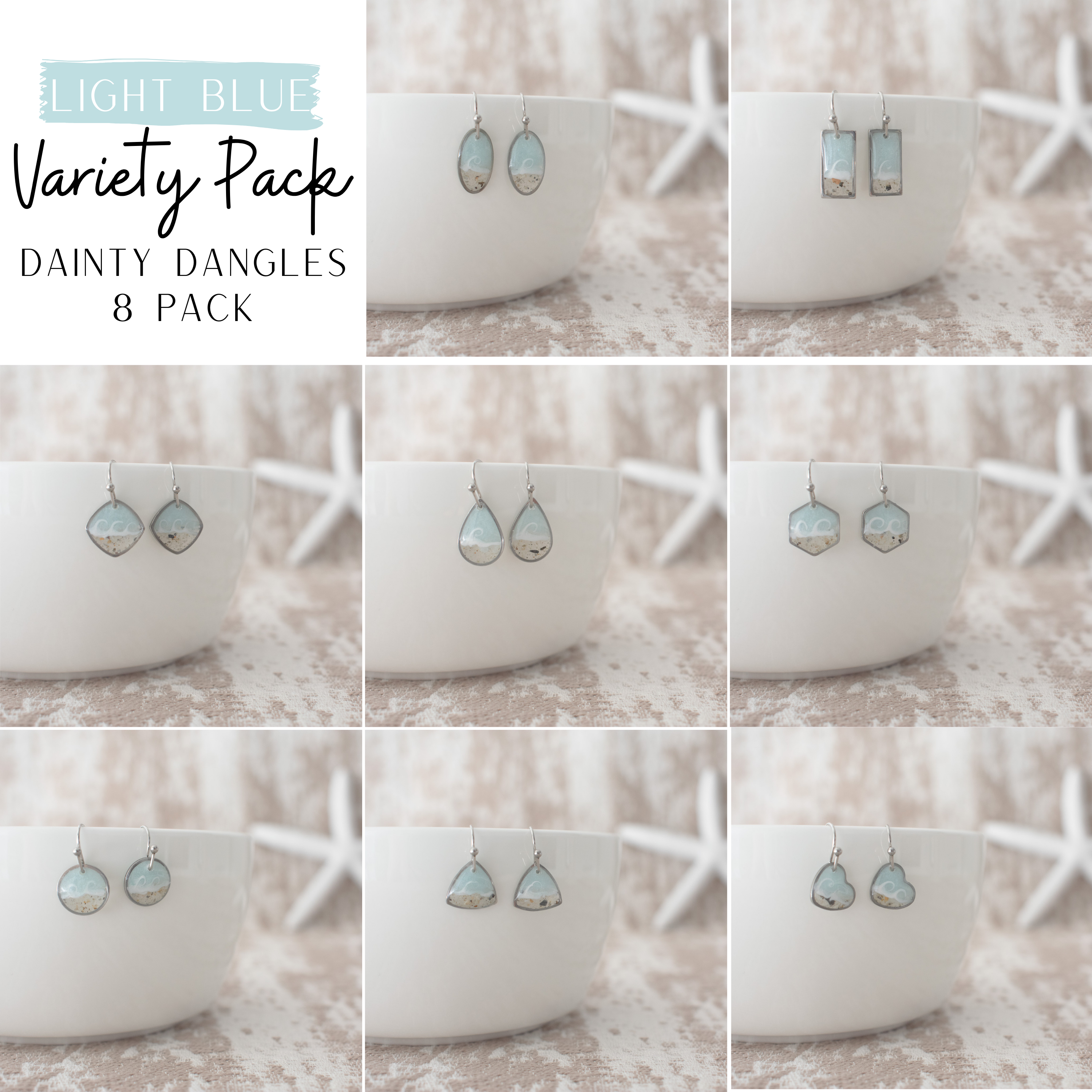 Sandy Beaches Shop – Engroshandel Hængeøreringe og creoløreringe – Delikat Dingle Variety Pack med 8 | Tilpasset Sand0