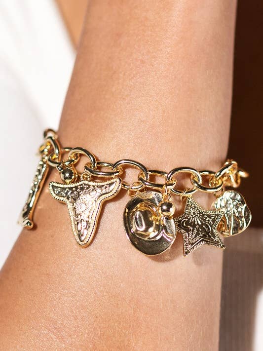 Gold Tone Western Charm Bracelet for wholesale by Urbanista