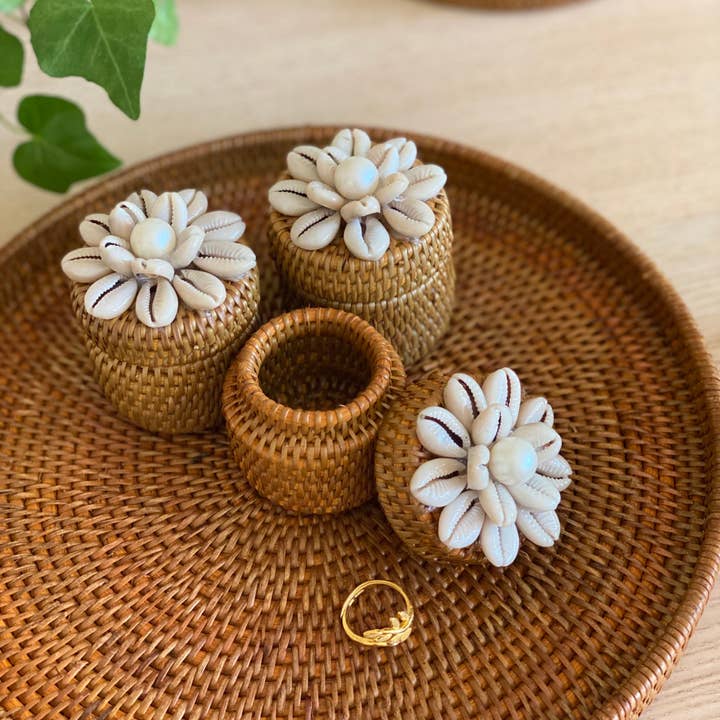 Ganapati - Wholesale Decorative Tray - Bali Nesting Round Rattan Tray - Set of 3