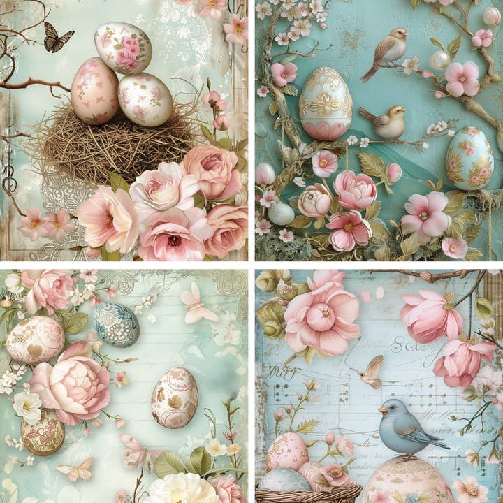 Ninnys Napkins - Wholesale Craft Supplies - Ninny's Decoupage Rice Paper - Floral Easter X