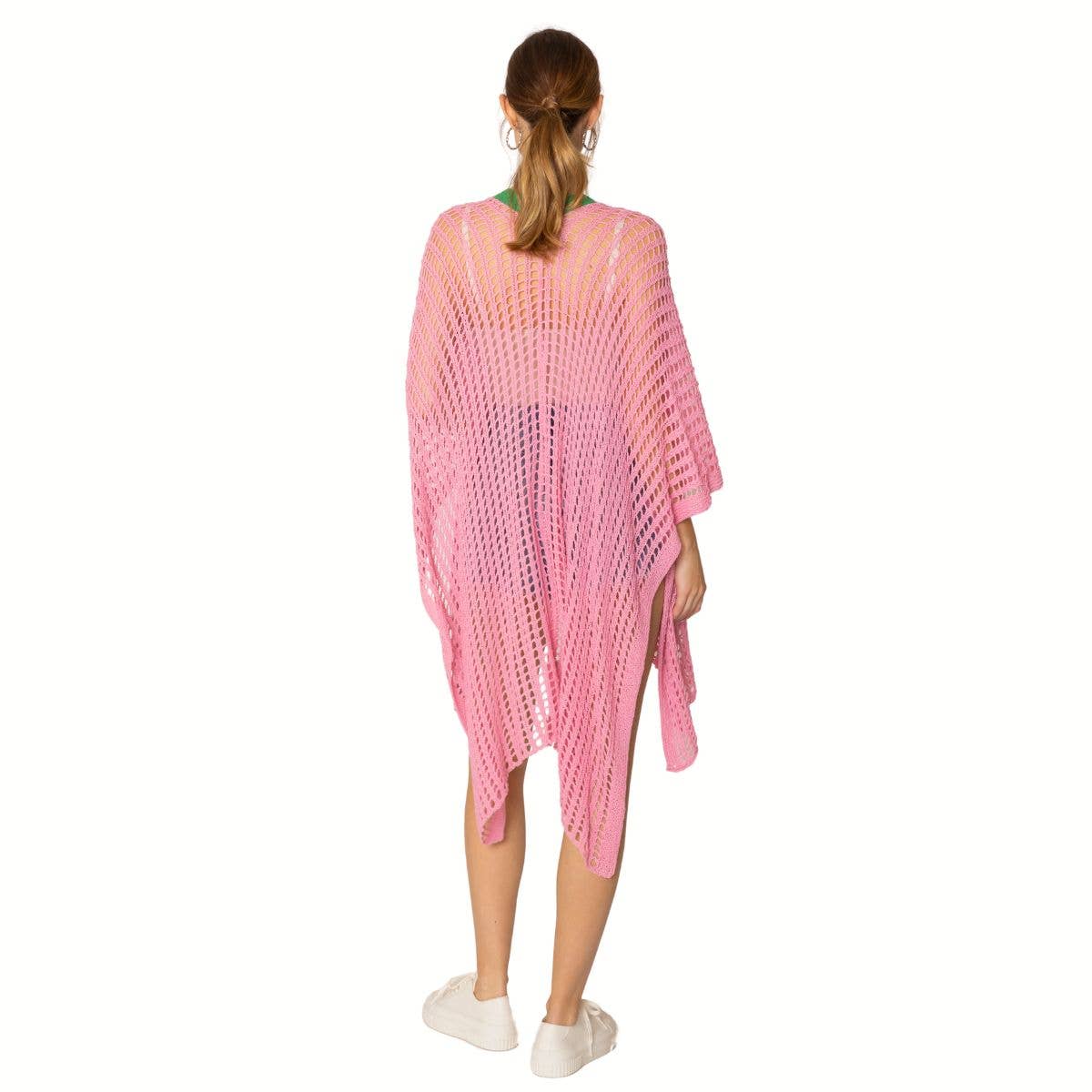 Ruana Kimono Pink and Green Crochet for Women for wholesale on Faire3