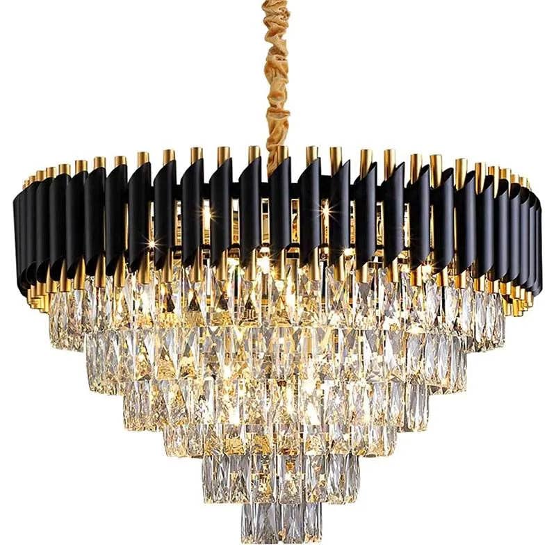 Ledsone - Wholesale Chandelier/Hanging Light - Black and Gold Hanging Crystal Chandeliers Light Fixture ~480320