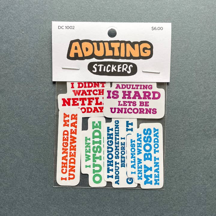 Design Corner - Wholesale Sticker - Adulting Die Cut Funny Stickers 6 Pack1