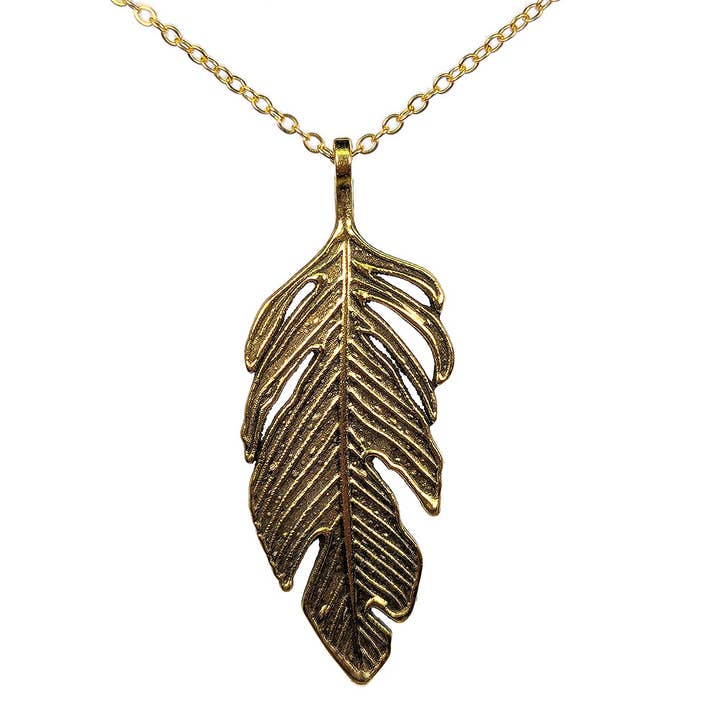 Large Leaf Antique Gold Necklace for wholesale by Stylish Jewelry Supply