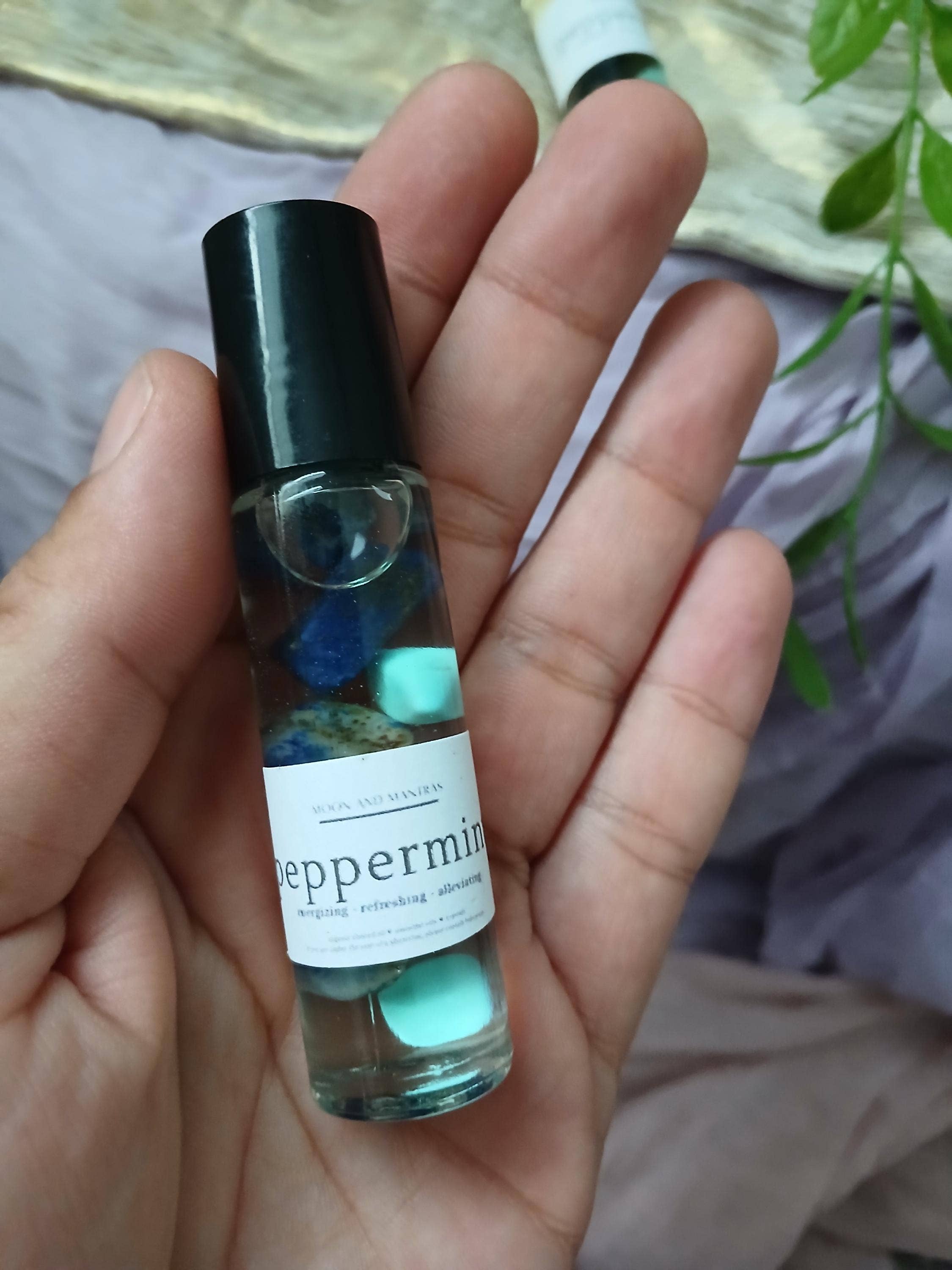 moon and mantras - Wholesale Essential Oil Roll-On - Peppermint Oil Roller with Lapis Lazuli & Blue Howlite2