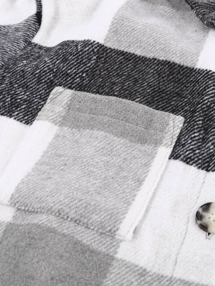 Lovesoft - Venta al por mayor Sobrecamisa - Mujer - Chaqueta casual de manga larga con botones en bloque a cuadros y bolsillo8