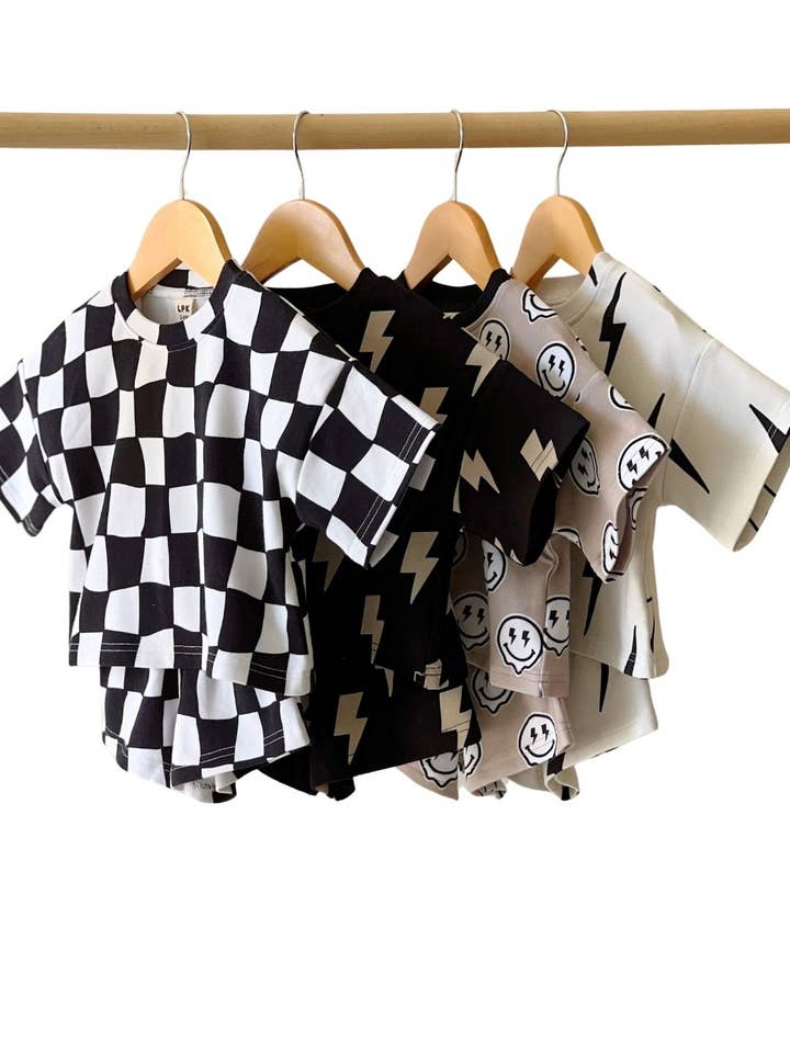 Lucky Panda Kids - Wholesale Top & Short Set - Kids - Shorts Set | Wavy Checkered