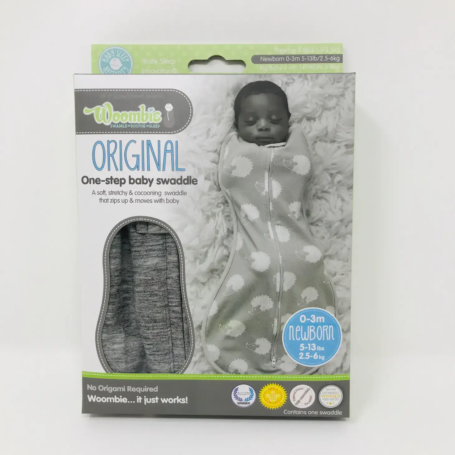 Woombie - Wholesale Inbakerdoek - Baby - Original Woombie, 5-13 kilo, 0-3 maanden, babydeken, inbakerdoek5