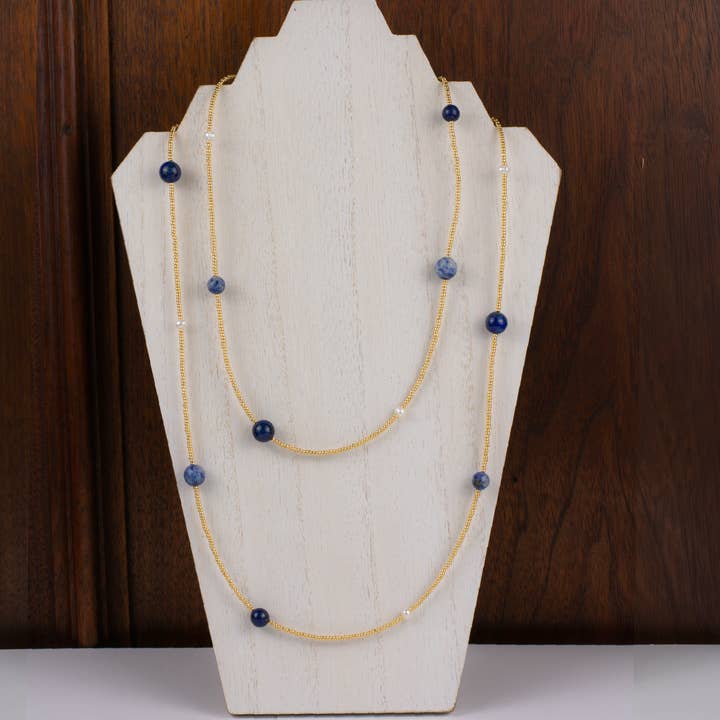 Henrietta Lapis på guld halskæde for engroshandel hos ali & bird jewelry