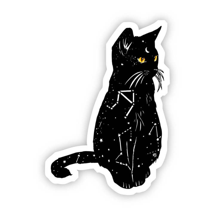 Big Moods - Wholesale Sticker - Black Cat with Yellow Eyes and Constellation Sticker