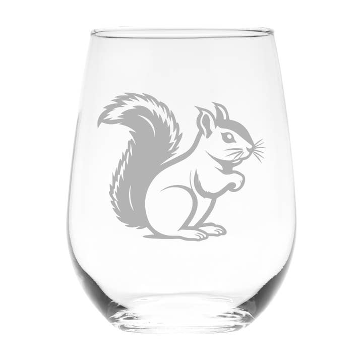 Squirrel Stemless Wine Glass, 17 oz (Style S6) for wholesale by C&M Personal Gifts