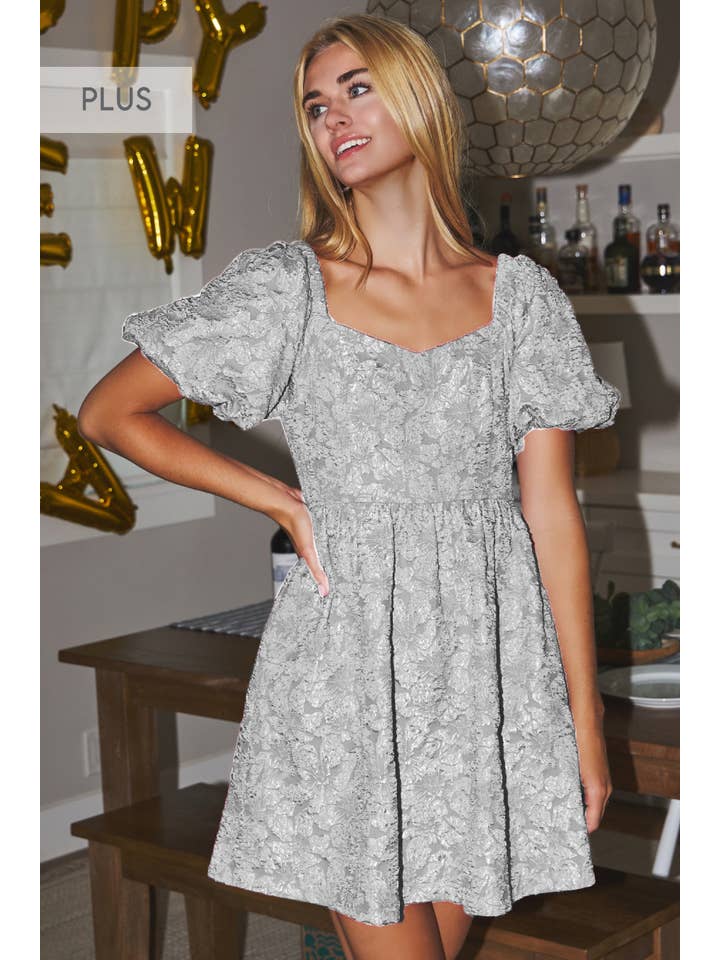 Oddi – Engroshandel Kjole - Dame – Plus Satin Jacquard babydukkekjole