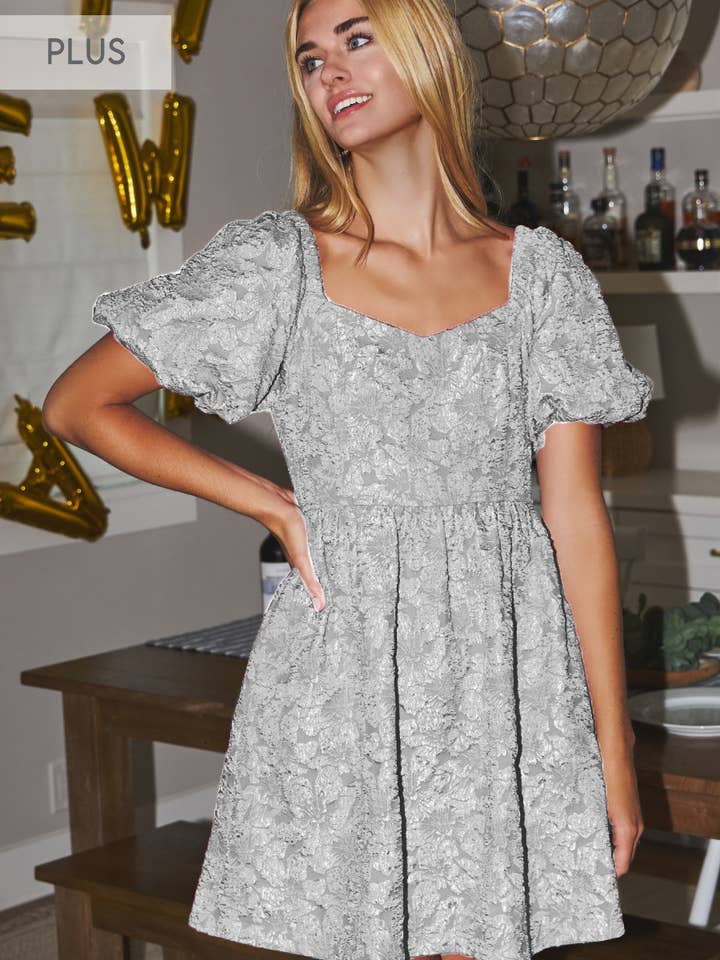 Plus Satin Jacquard Baby Doll Dress for wholesale by Oddi