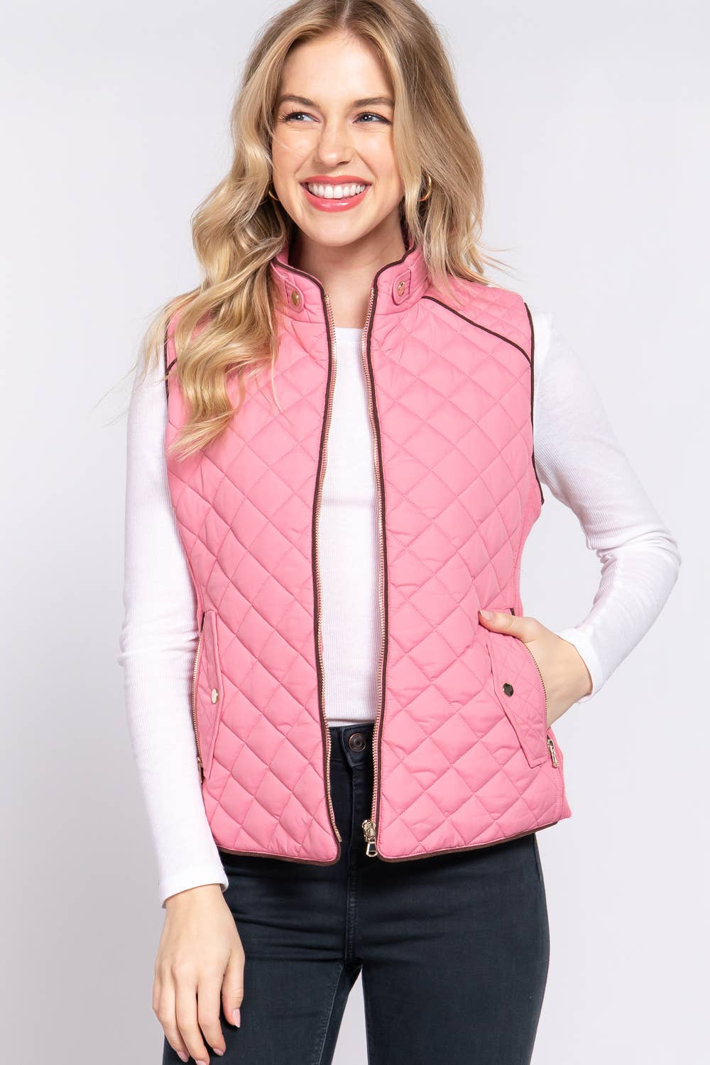 42POPS – Engroshandel Vest - Dame – ,_._ RUSKINDSPIPING QUILTET POLSTRET VEST5