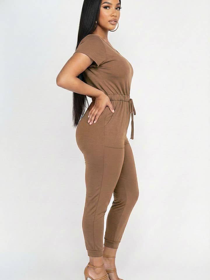 CAPELLA APPAREL - Wholesale Jumpsuit - Women's - Two-way Shoulder Drawstring Jumpsuit11