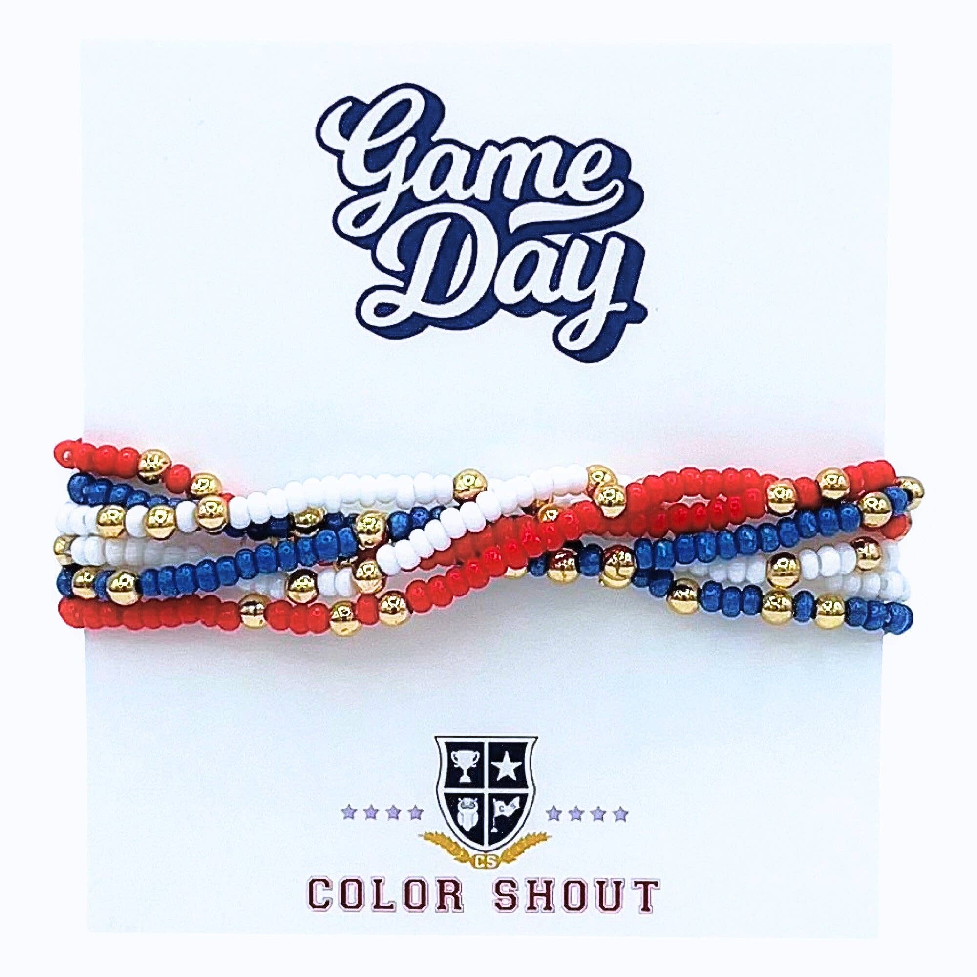 Color Shout - Wholesale Jewelry Set - Game Day Team Colors: Set of 6 Stretch Bracelets6