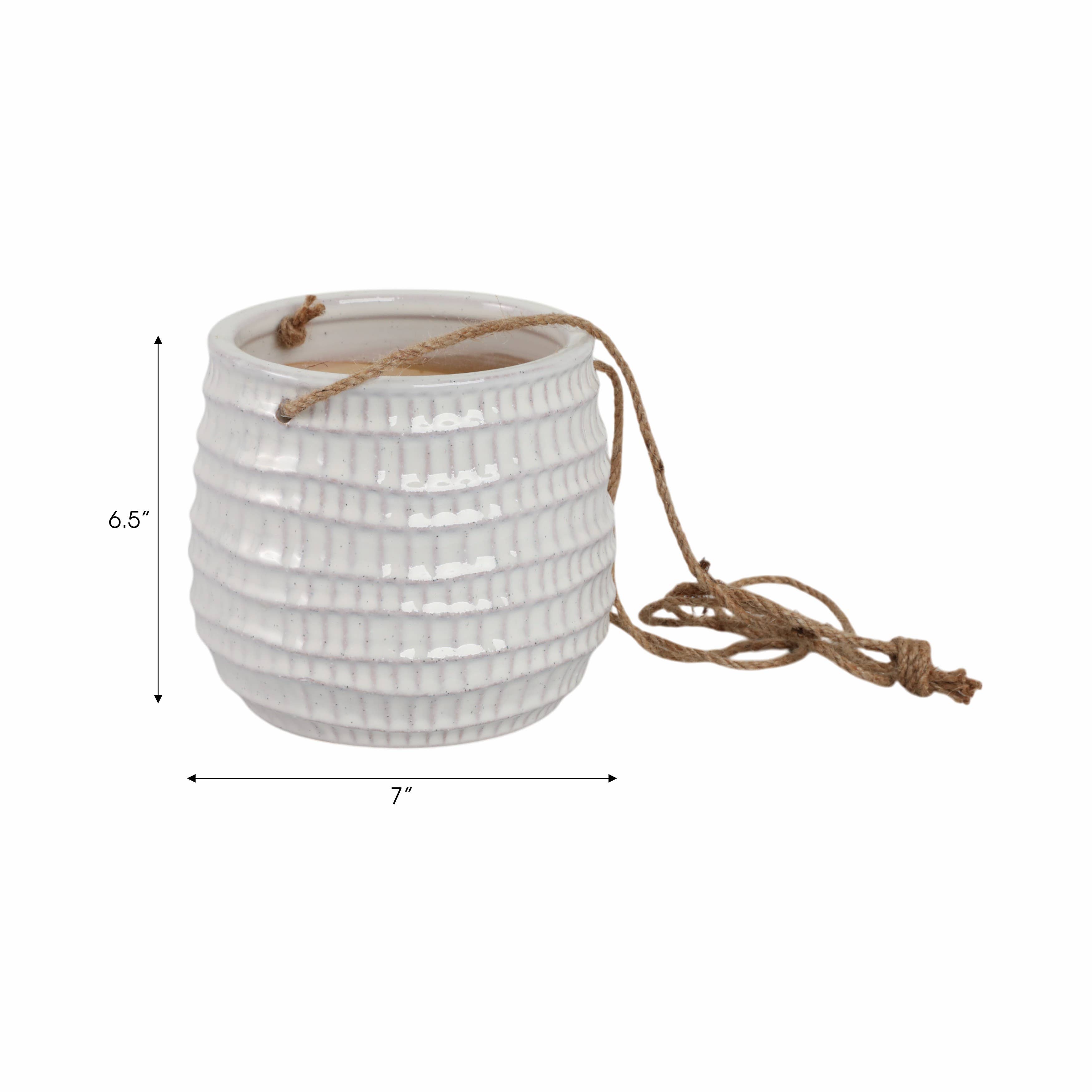 Sagebrook Home - Wholesale Hanging Planter - Ivory 6 in. Ceramic Round Dimpled Garden Hanging Planter1