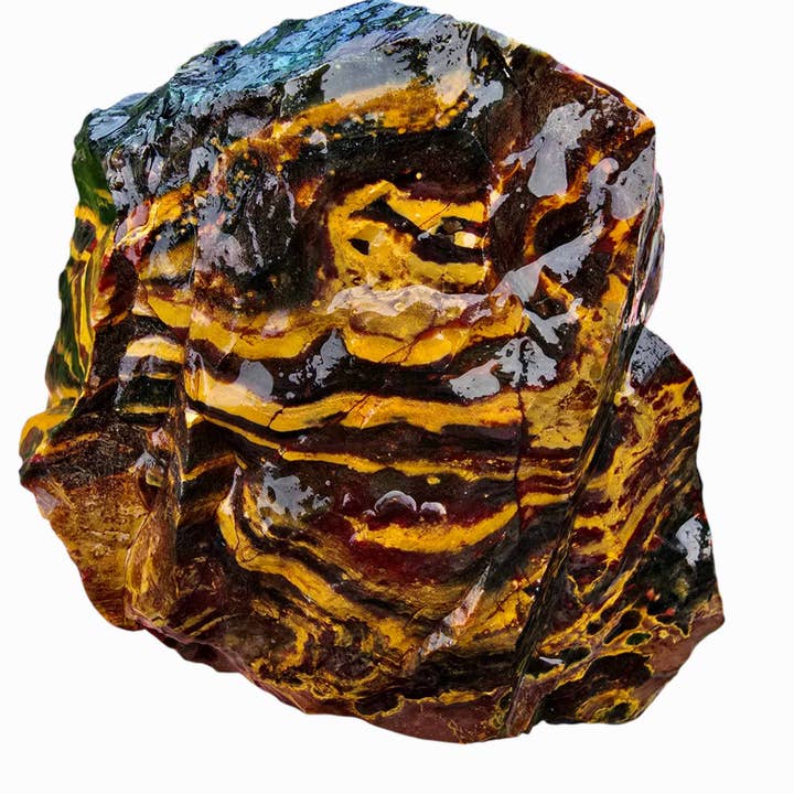 Gold Stripe Burgundy Stripe Kaleidoscope Jasper Cutting Rough Chunk for wholesale by Lapidary Central