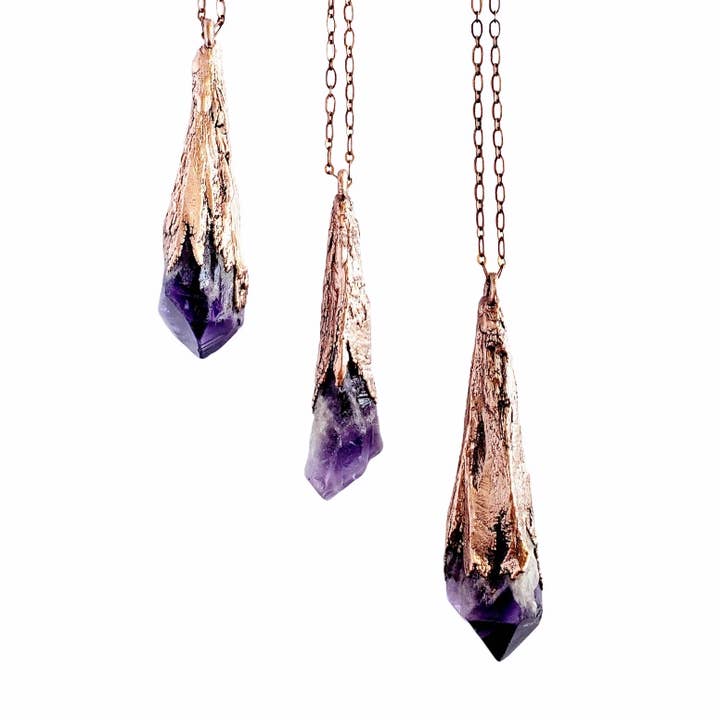MergingMetals - Wholesale Pendant/Charm Necklace - Amethyst Elestial Wand Necklace