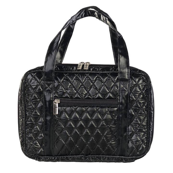 Bible Cover Black Quilted Polyster Large for wholesale by Cottage Garden