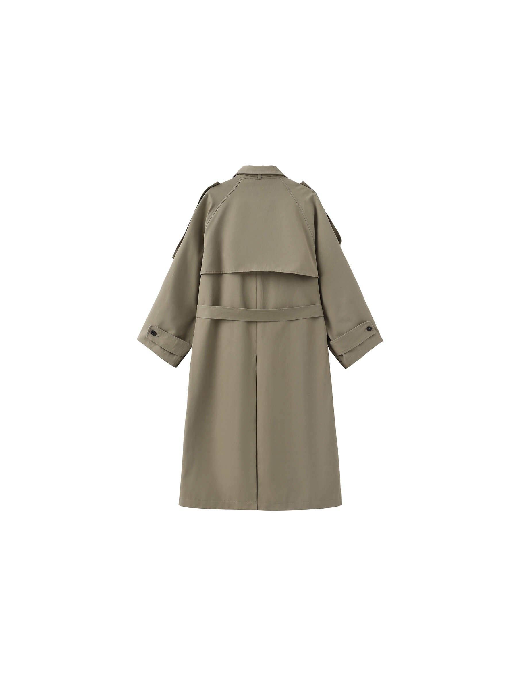 DarkSeaGreen 100% Cotton Oversized Mid-Length Raglan Sleeve Trench Coat for wholesale on Faire1