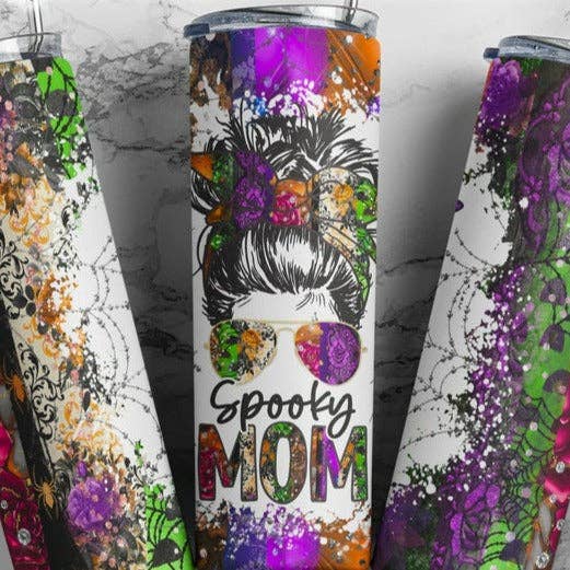 Gobelet à double paroi Fall Vibes Spooky Mom 20 oz pour la vente par Twisted Tumbler, LLC