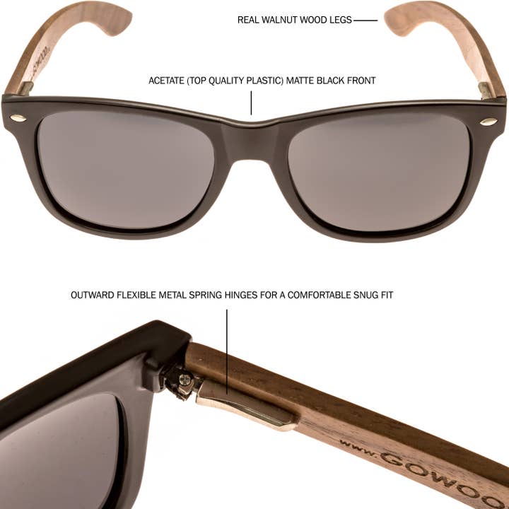 GOWOOD – Großhandel Sonnenbrille – Unisex – Sonnenbrille aus Walnussholz mit schwarzen polarisierten Gläsern