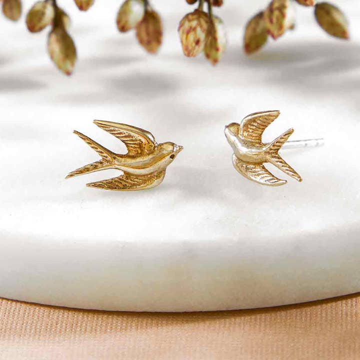 Nina Designs - Wholesale Stud/Post Earrings - Sterling Silver or Bronze Swallow Post Earrings 9x11mm8