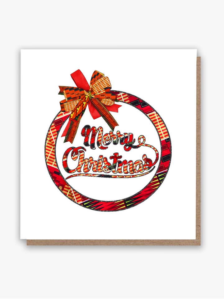 Ghanian-Inspired Kente Christmas Wreath Card for wholesale by All Shades