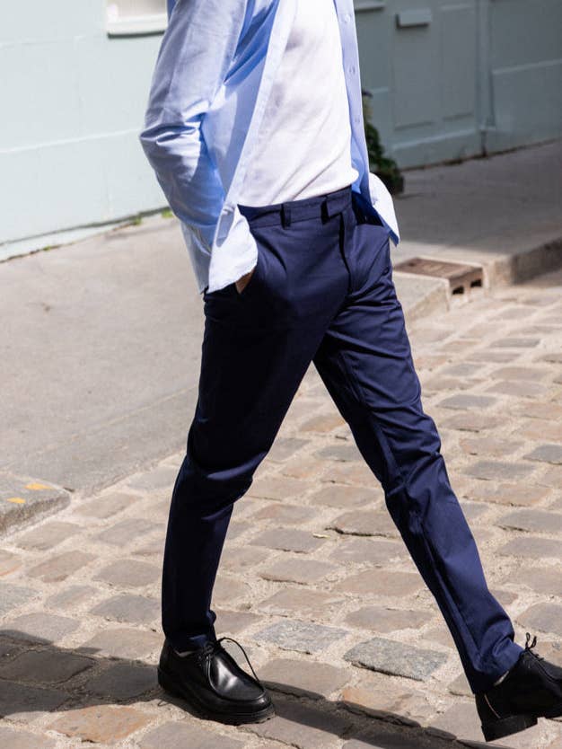 Navy chino pants for wholesale by Couturier Parisien