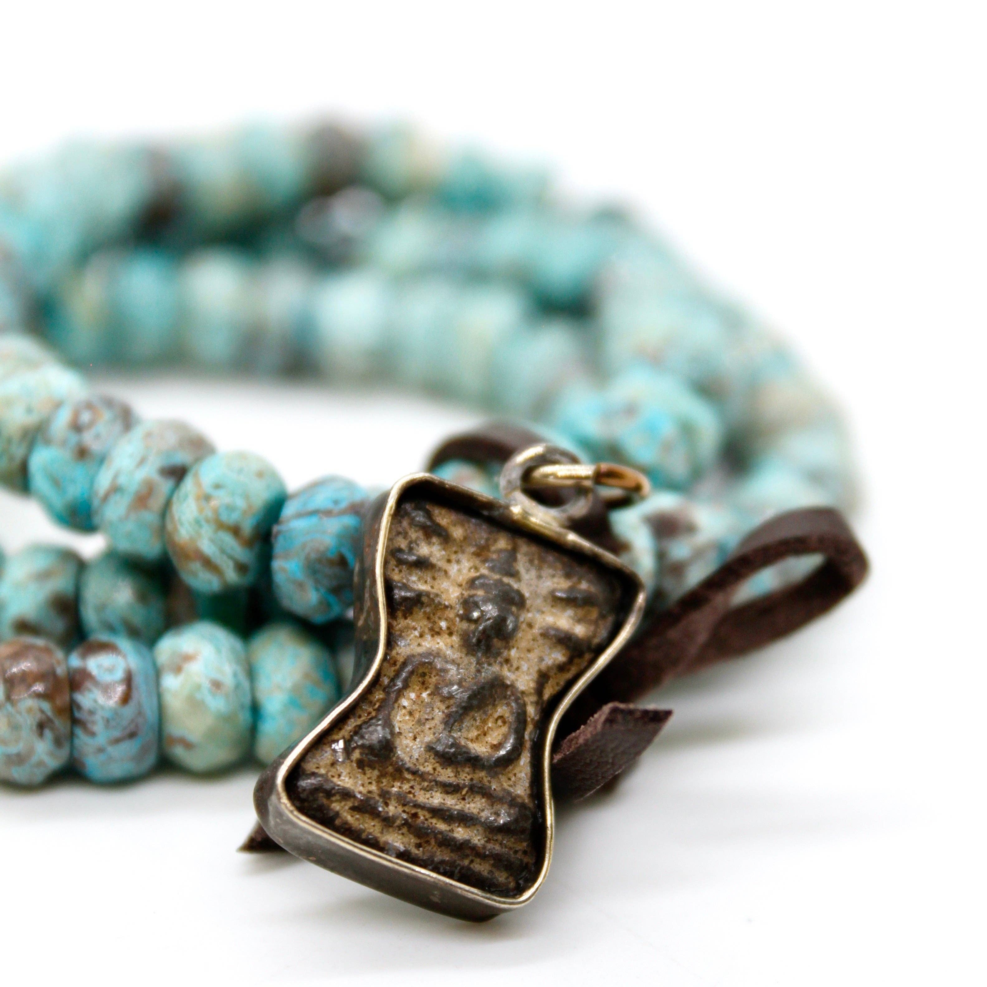 LIZOU - Wholesale Charm/Dangle Bracelet - Faceted Ocean Jasper Buddha Charm Bracelet -Buddha Collection-1