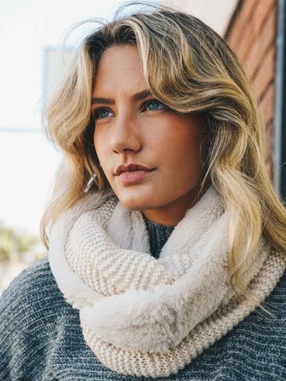 ♾️ Bufanda infinita tejida con forro sherpa ♾️ para venta al por mayor de Leto Accessories