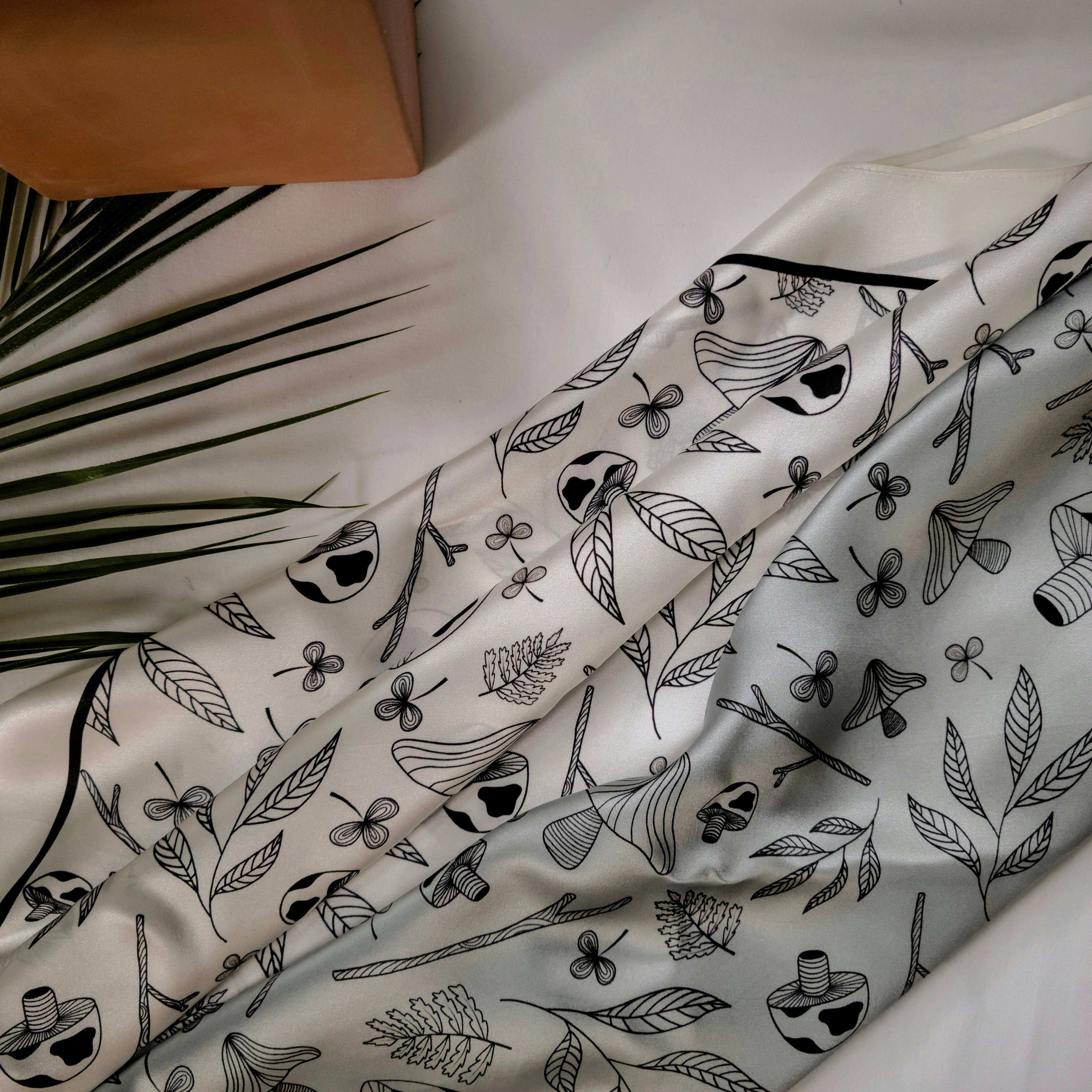 Hello Ilona - Wholesale Scarf - Women's - Mystical Mushroom 100% Mulberry Silk Scarf - Silvery Green4