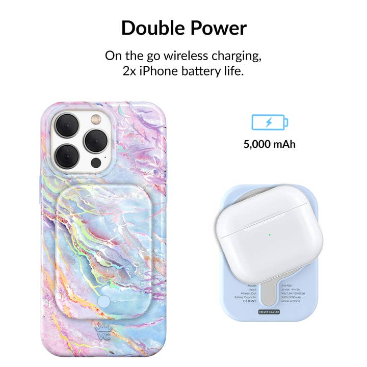 VELVET CAVIAR - Wholesale Portable Charger - MagSafe Battery Power Pack - Holo Moonstone Marble