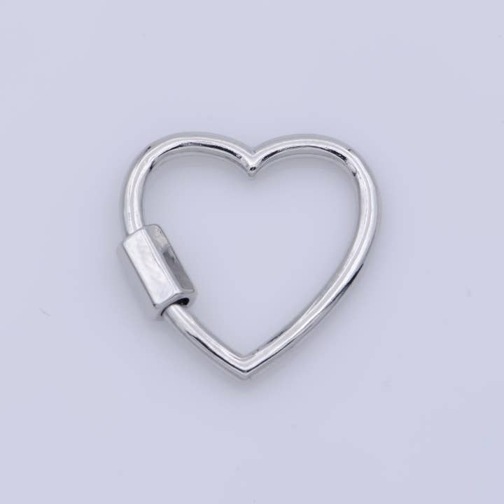 Aim Eternal - Wholesale Clasp - Dainty Heart Clasp in Gold Filled - White Gold Filled Love with Screw On Mechanism carabiner clasp Bracelet Clasp 20mmx19mm K-2654