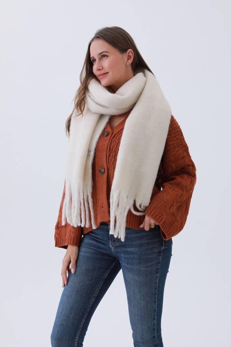 Leto Accessories - Wholesale Scarf - Women's - Cozy Knit Soild Scarf with Tassels - Bestseller!8