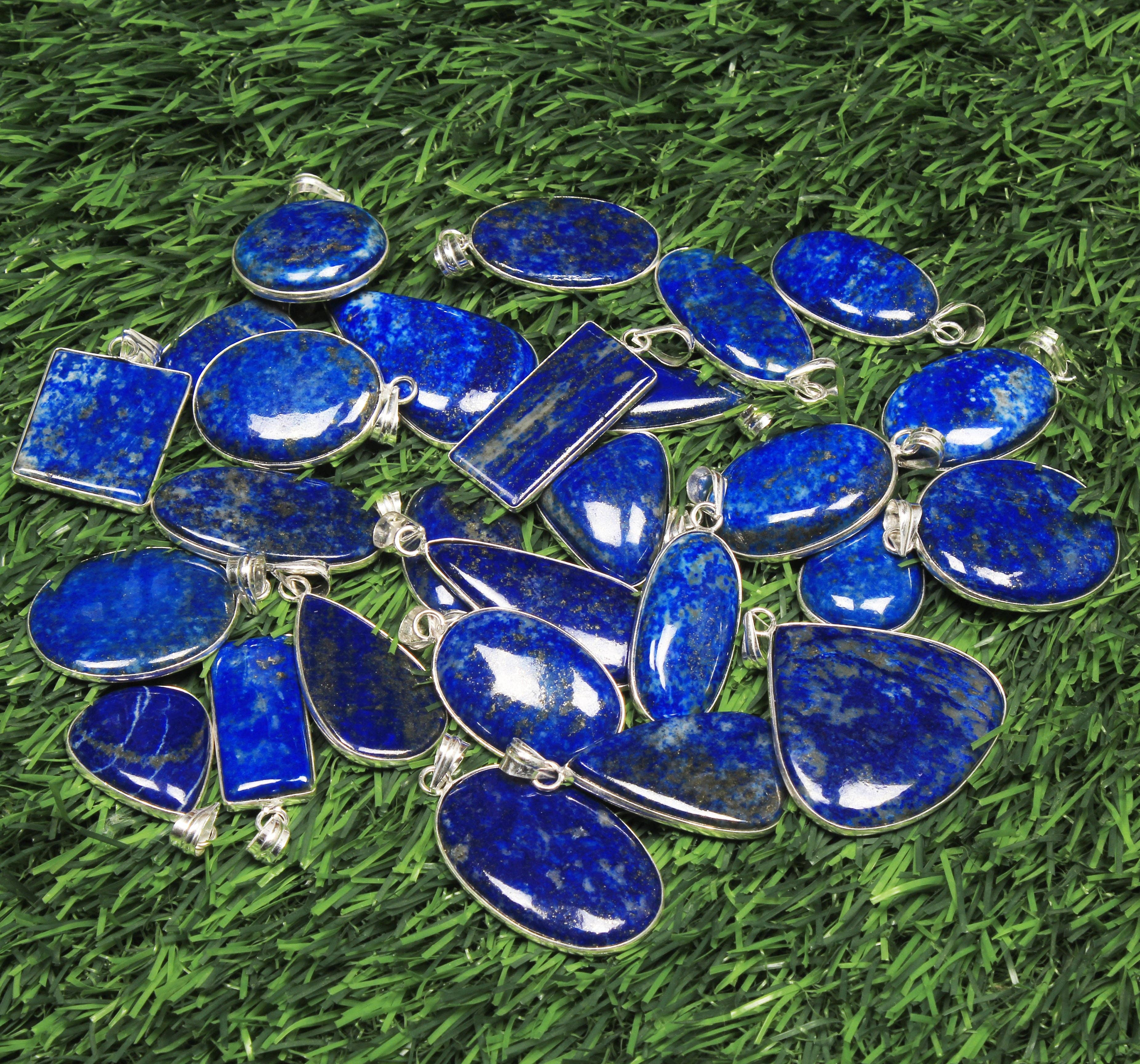 Handmade Jewels - Wholesale Individual Charm/Pendant - Lapis Lazuli Minimalist Pendants -  Handmade, Silver-Plated, Wholesale14