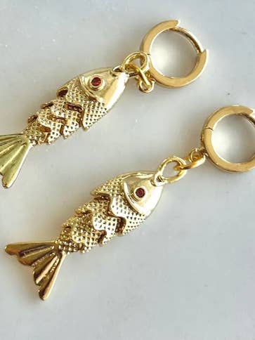 Lucky Fish- Hoop Earrings- Stainless Steel Hoop for wholesale by HoopLa