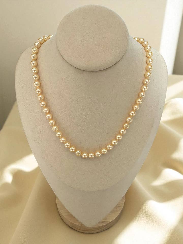 Warm Gold_7-7.5mm Japanese Golden Dawn Akoya Pearl Necklace for wholesale by b29