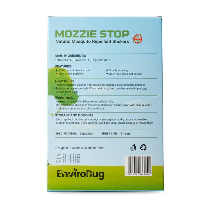 EnviroBug - Wholesale Insect repellent - Mozzie Stop: Natural Mosquito Repellent Stickers (60 Pack)8