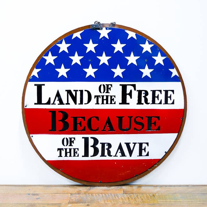 Rustic Farm - Vente Pancarte - Panneau mural rond en métal, Land of the Free - 8.90