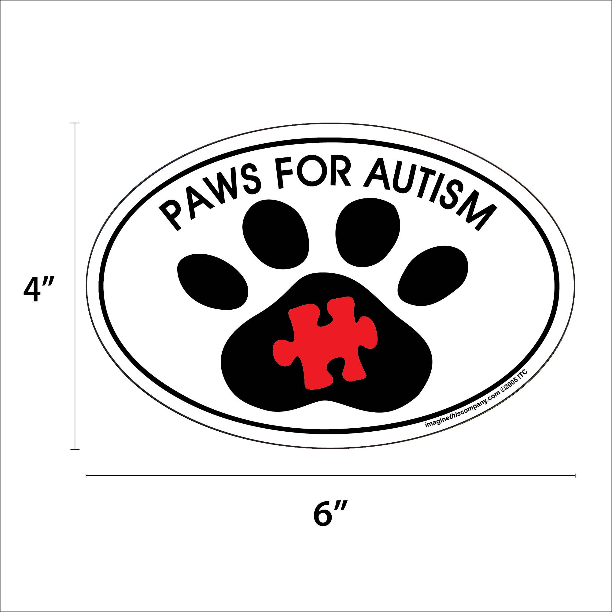 Imagine This Company - Vente Autocollant - Paws For Autism Oval4